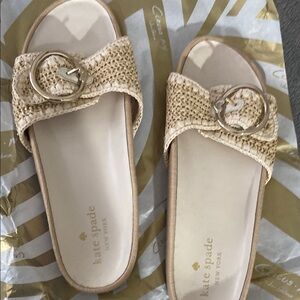 Kate Spade Beige Woven Slide Sandals